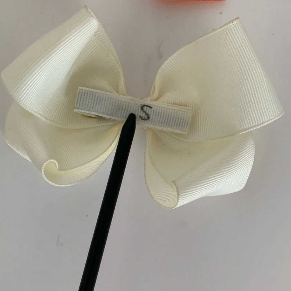 Kids Bow Set Hair Clips Accessories 4 Pieces Black Blue Orange Cream
